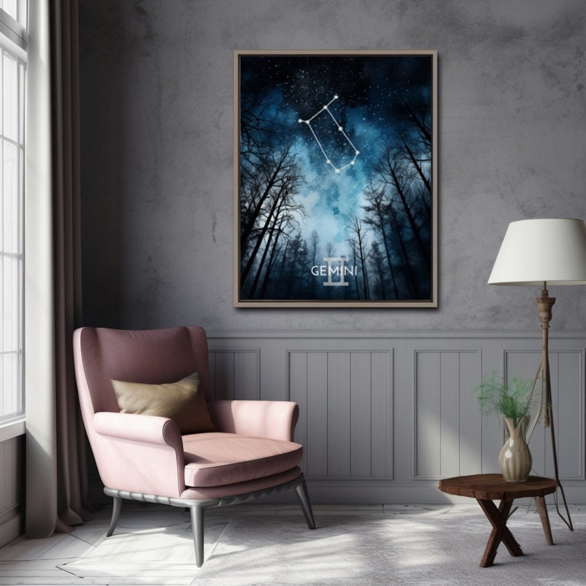 Gemini Zodiac Poster Gemini Constellation Print Gemini Astrology Wall Art Birthday Gift Zodiac Wall Decor Instant - Image 2