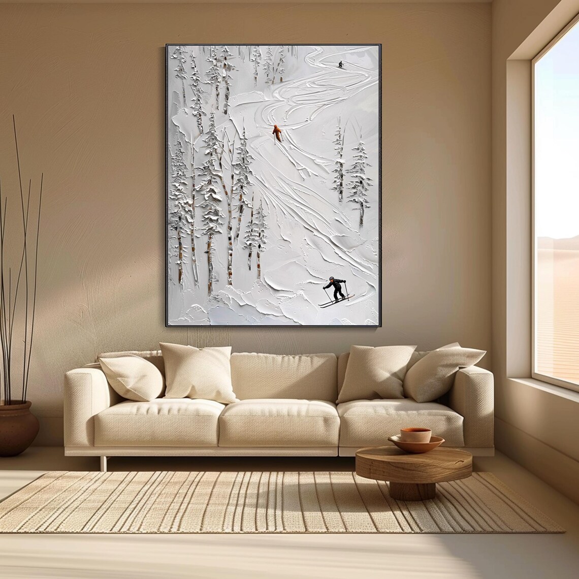3D Ski Painting, Modern Winter Scenery Art Print - Image 3