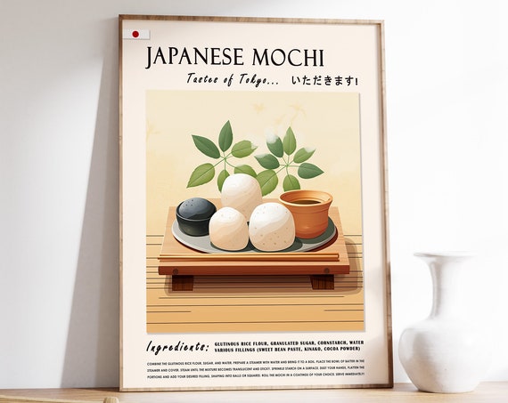 Japanese Mochi Poster Japanese Mochi Food Print Asian Dessert Poster Kitchen Print Kitchen Decor Food Art Food Drink Art