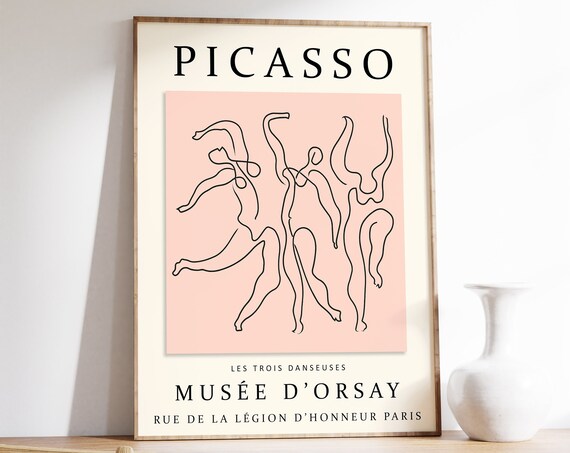 Picasso Exhibition Poster Dance Vintage Art Minimalist Poster Line Drawing Art Print Bedroom Art Ideal Gift Various Sizes