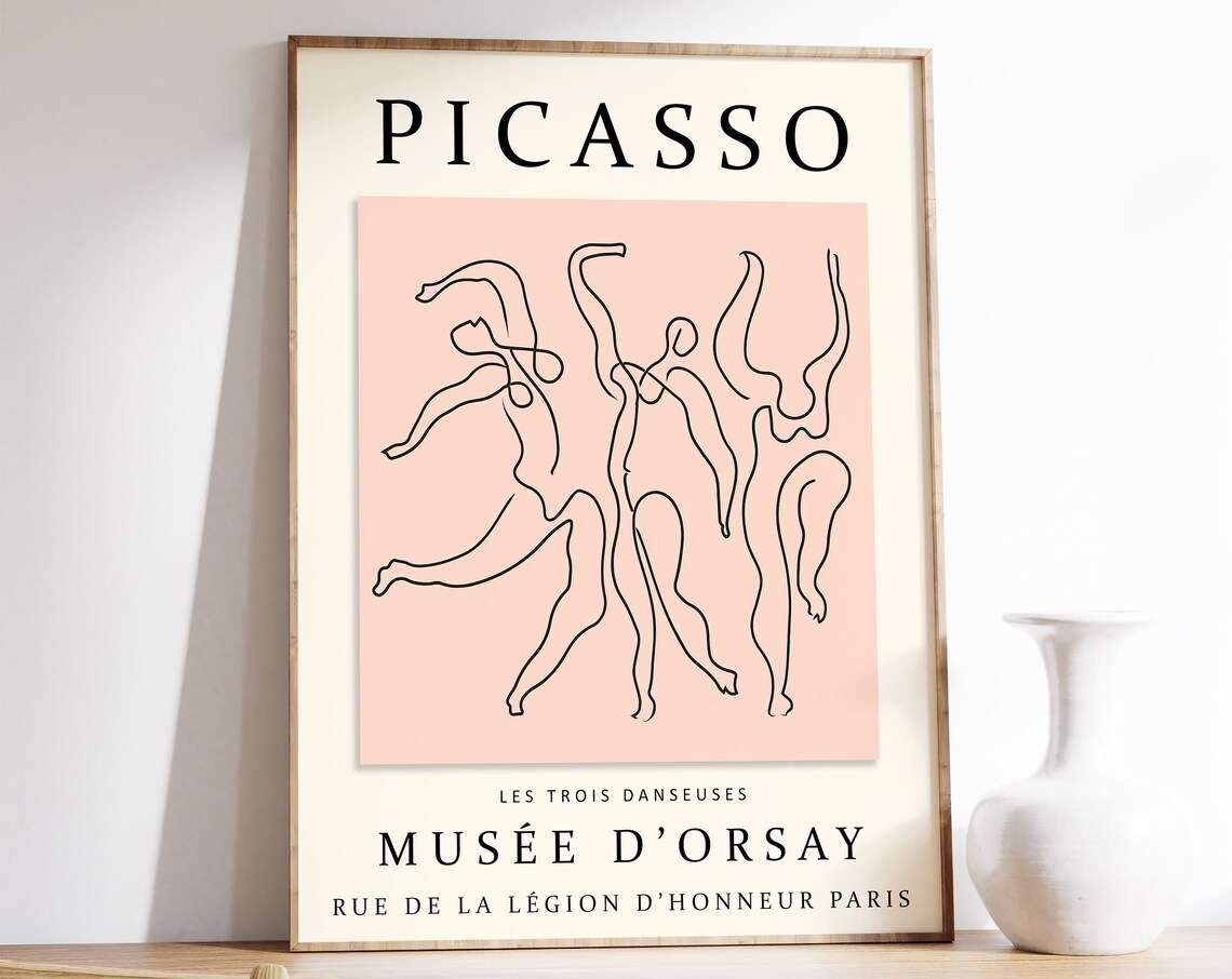 Picasso Les Trois Danseuses Dancers Line Art Exhibition Poster