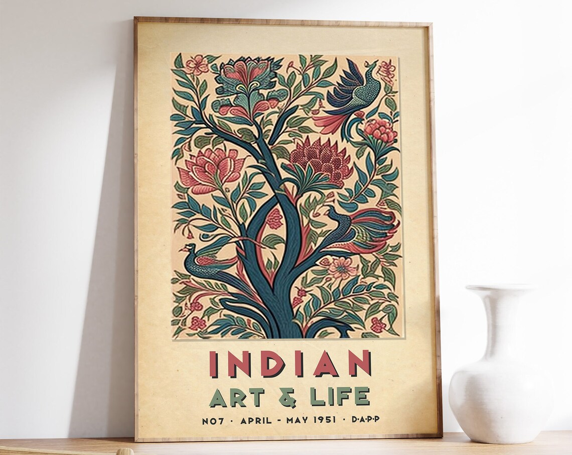 Indian Floral Exhibition Art Print, Vintage Pichwai