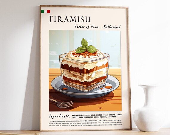 Tiramisu Italian Dessert Kitchen Art Print