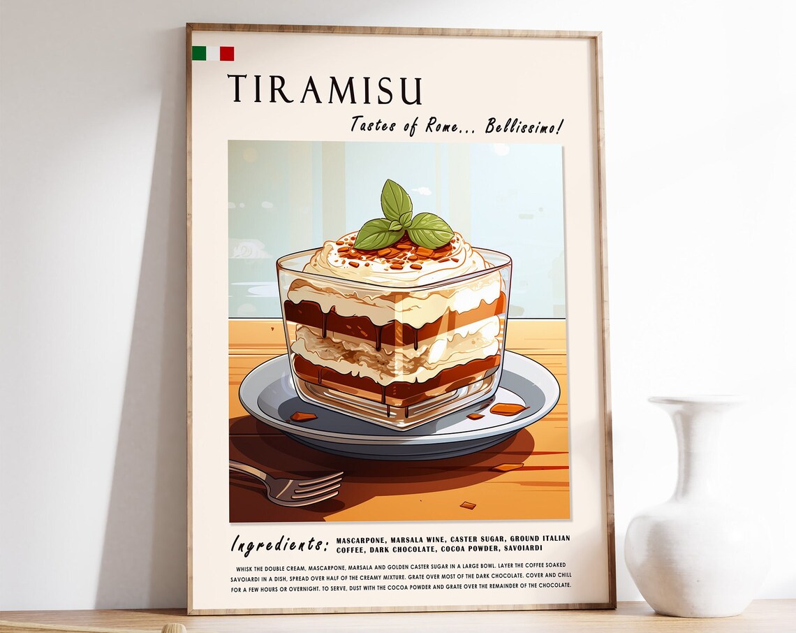 Tiramisu Italian Dessert Kitchen Art Print