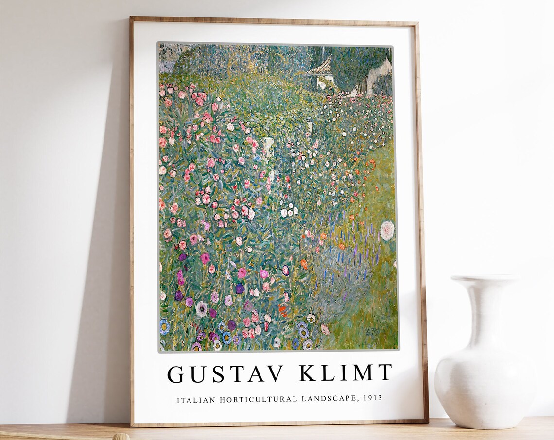 Gustav Klimt Floral Art Nouveau Poster Print