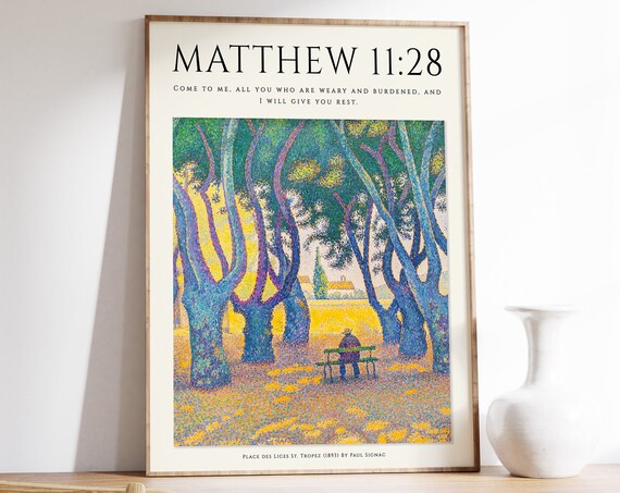 Bible Verse Poster Bible Art Paul Signac Art Pointillism Art Christian Home Decor Floral Print Floral Decor Gift A1a2a3a4