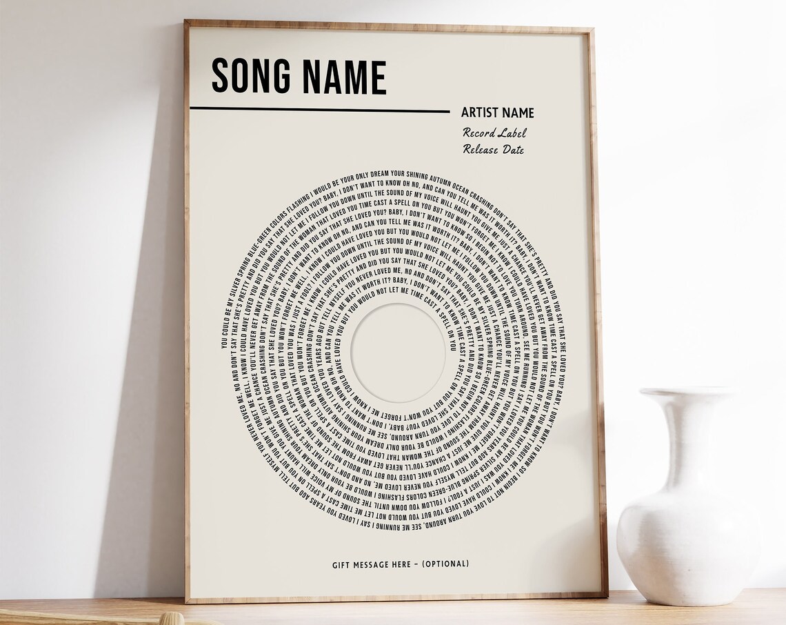 Custom Vinyl Lyrics Print Personalised Music Poster - Image 3