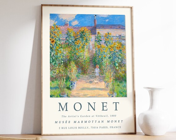 Claude Monet Poster The Artists Garden At Vetheuil Monet Print Vintage French Home Decor Floral Print Floral Decor Gift A1a2a3a4