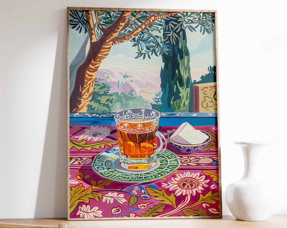 Arabic Coffee Print Syrian Food And Drink Poster Afghan Art Islamic Decor Kitchen Decor Vintage Food Print Islamic Food Poster
