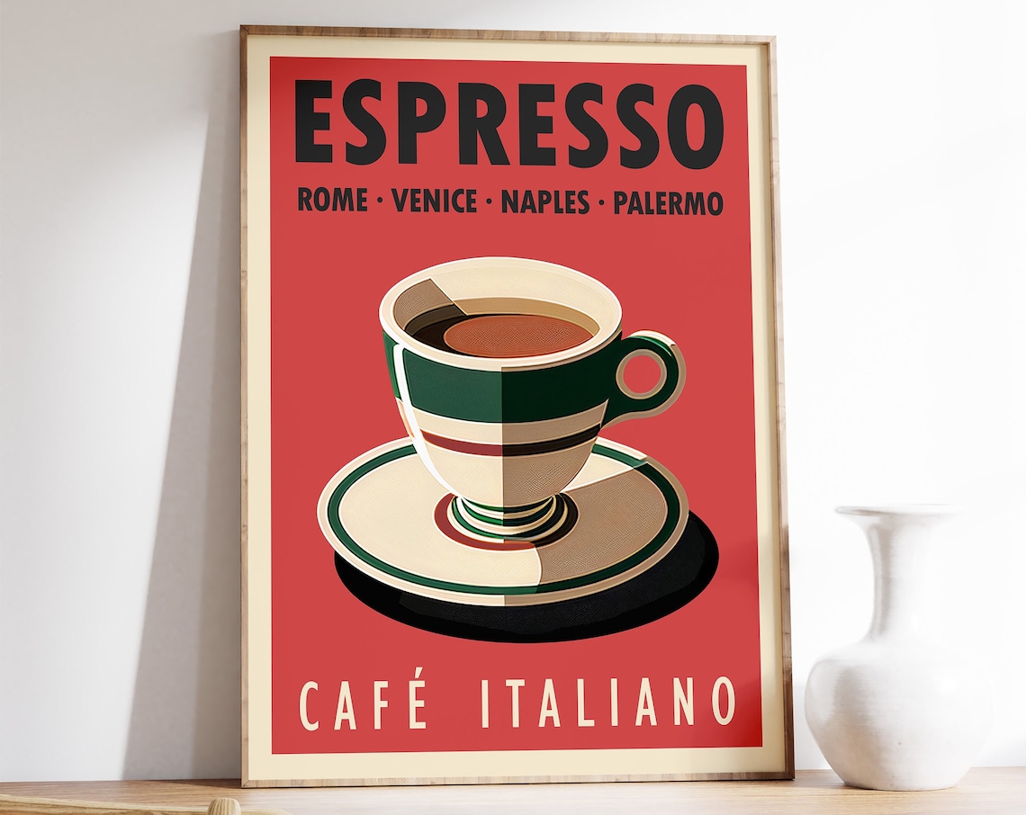 Espresso Coffee Italian Retro Kitchen Art Print