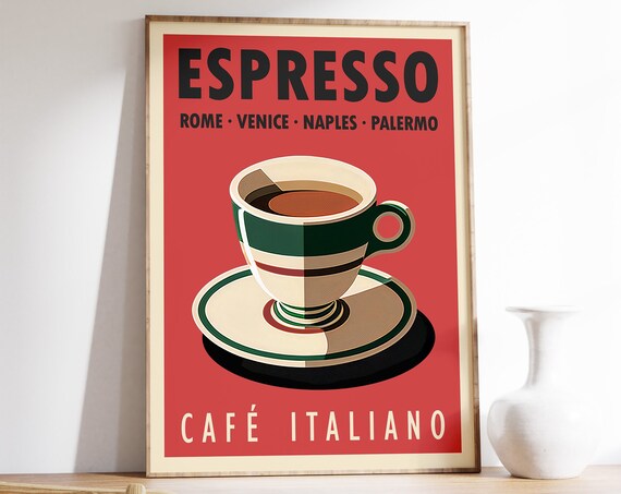 Espresso Coffee Italian Retro Kitchen Art Print