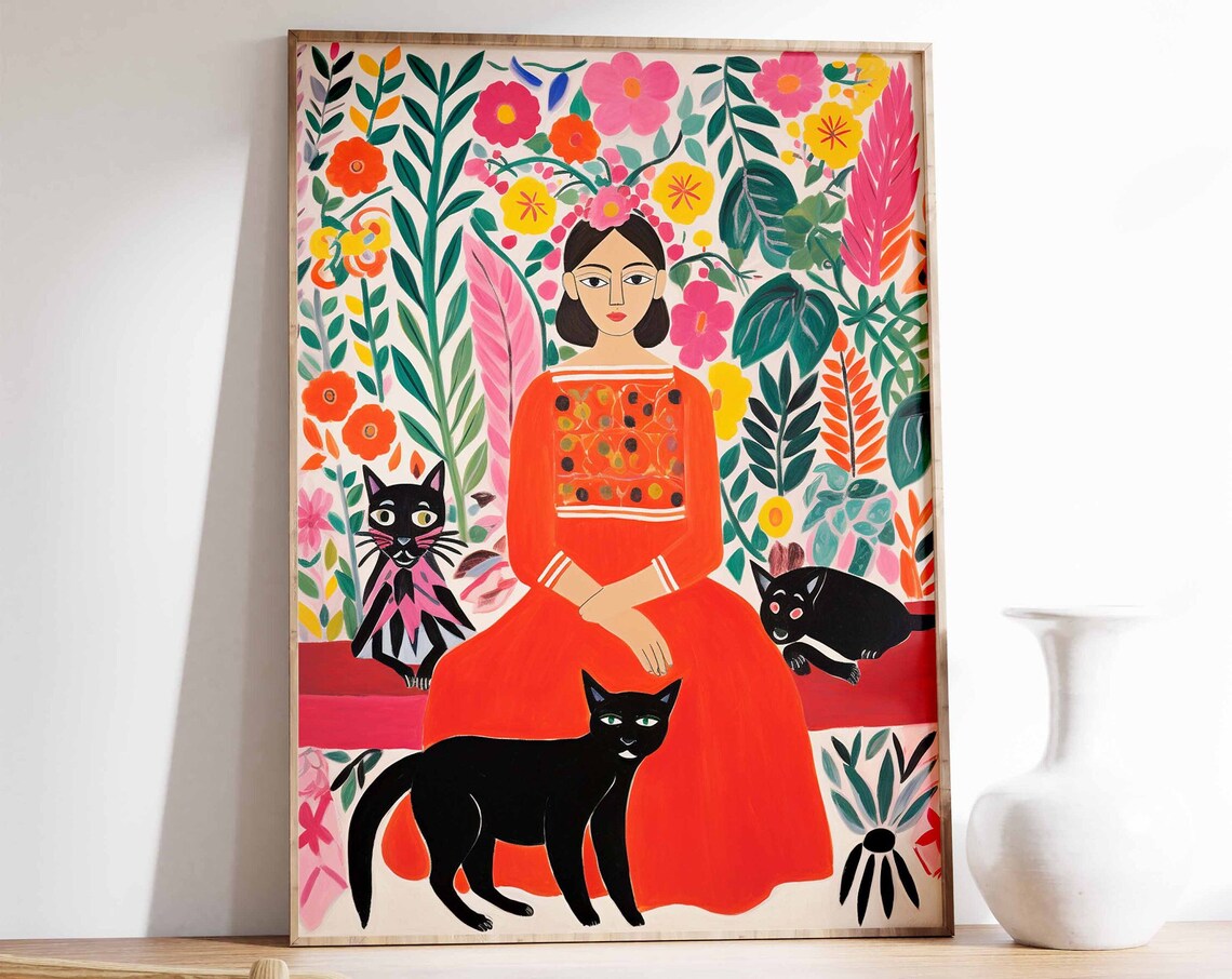 Vintage Mexican Cat Poster, Latin Nature Decor