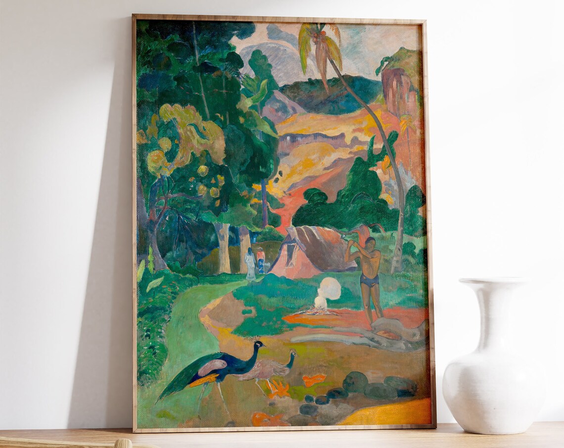Paul Gauguin Landscape With Peacocks Art Print