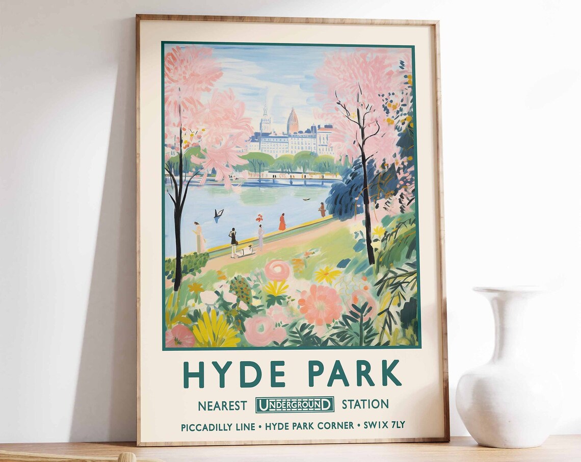 Hyde Park London William Morris Vintage Floral Poster