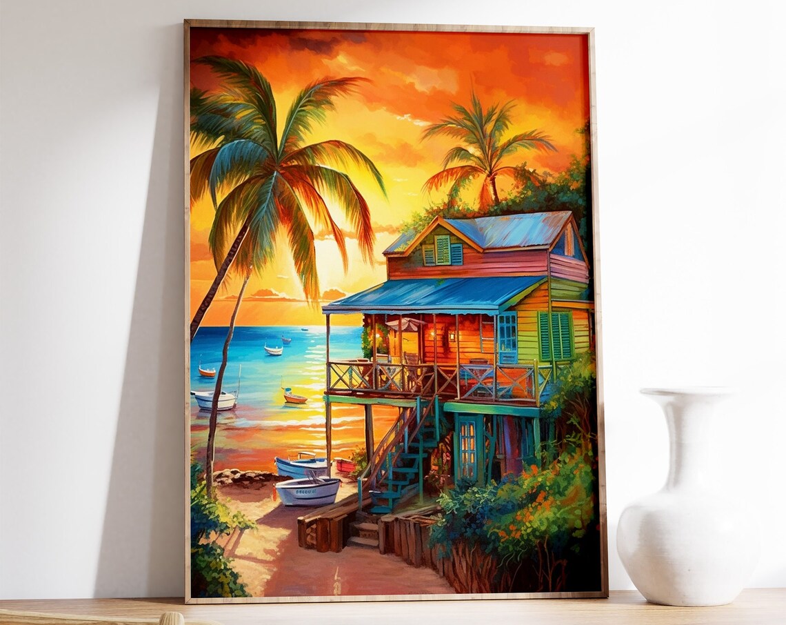 Caribbean Tropical Floral Decor Poster Print