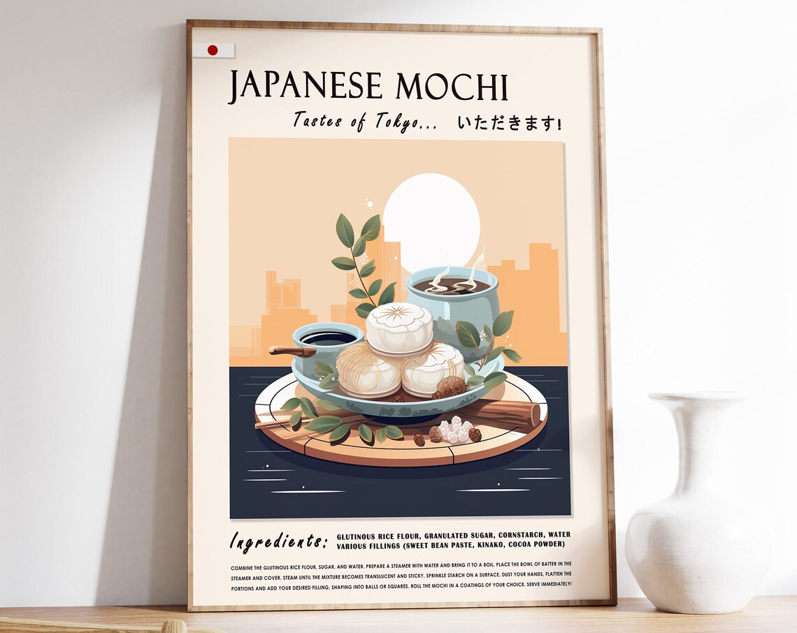 Japanese Mochi Tastes of Tokyo Recipe Sweet Treat Kitchen Poster