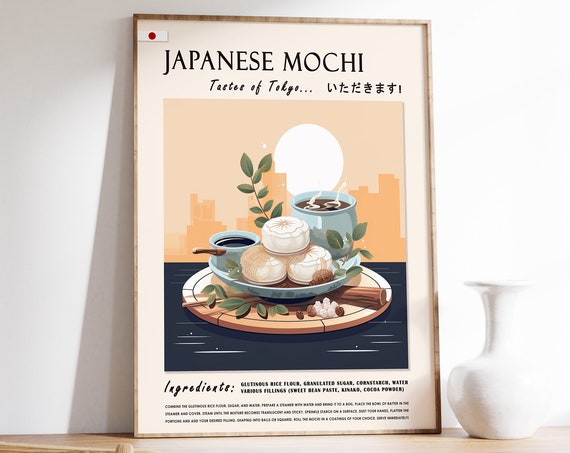 Japanese Mochi Poster Japanese Mochi Food Print Asian Dessert Poster Kitchen Print Kitchen Decor Food Art Food Drink Art