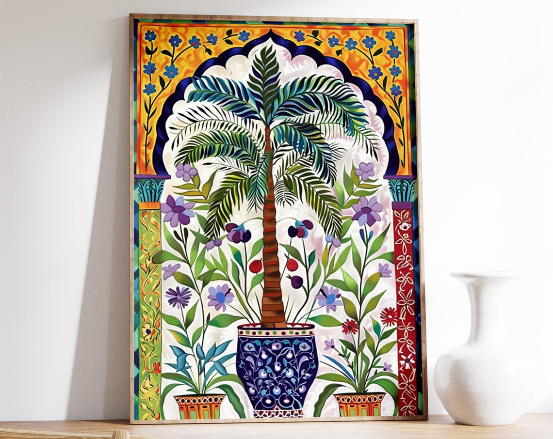 Islamic Floral Palm in Ornate Vase Middle Eastern Art Poster
