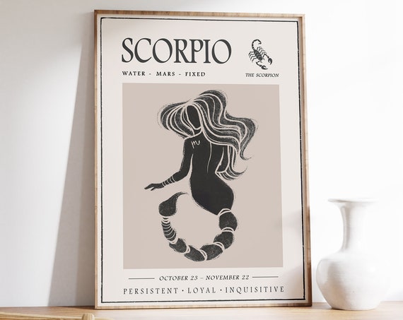 Scorpio Star Sign Poster, Boho Astrology Art Print