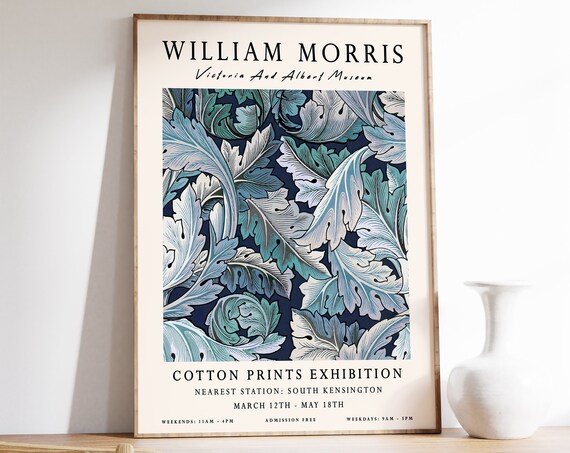 William Morris Acanthus Cotton Prints Exhibition Leaf Art Poster