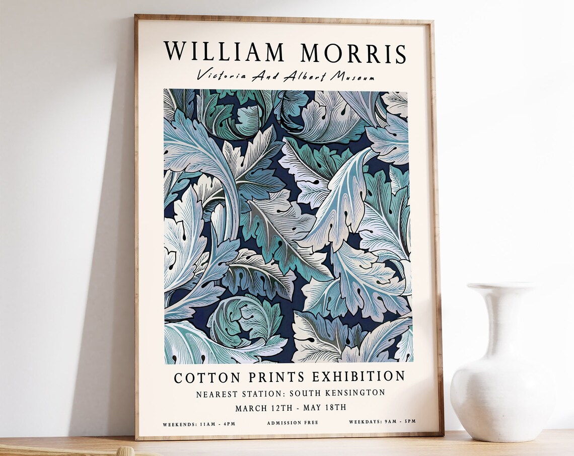 William Morris Acanthus Cotton Prints Exhibition Leaf Art Poster