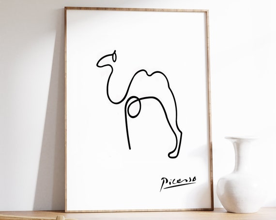 Picasso Camel Line Art Poster, Minimalist Vintage
