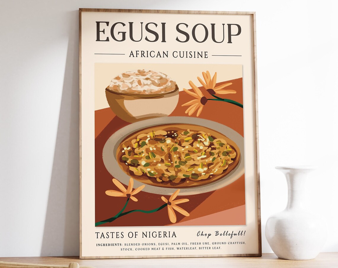 Egusi Soup Poster, Nigerian Food Kitchen Art