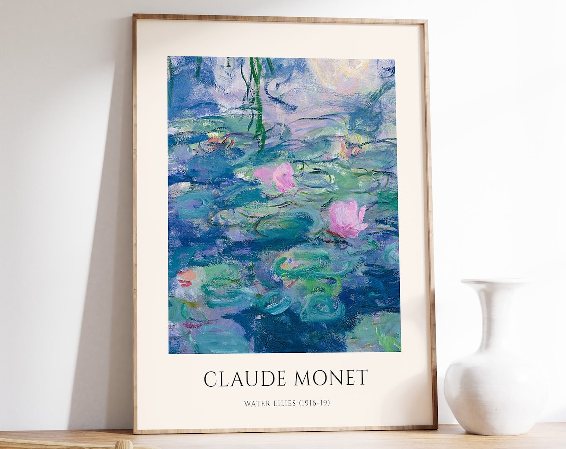 Monet Water Lilies Exhibition Poster, Floral Art Print