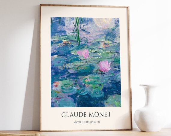 Monet Water Lilies Exhibition Poster, Floral Art Print
