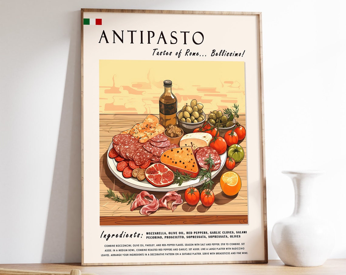 Antipasto Tastes Of Rome Bellissimo Italian Food Platter Poster