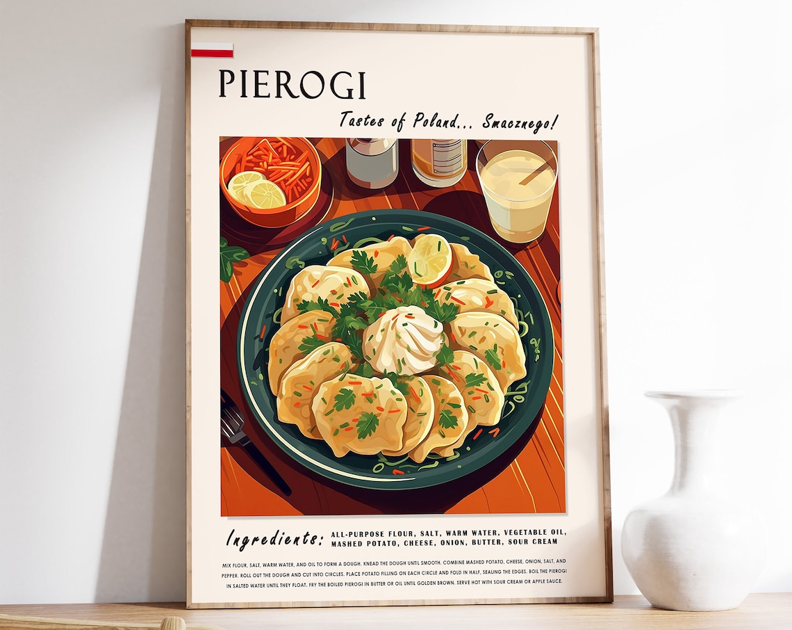 Polish Pierogi Food Poster, Retro Kitchen Decor