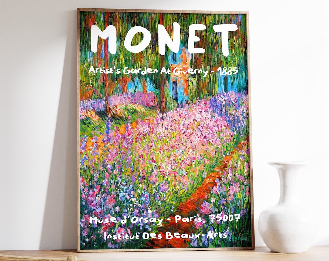 Claude Monet Iris Garden At Giverny Vintage Art Print