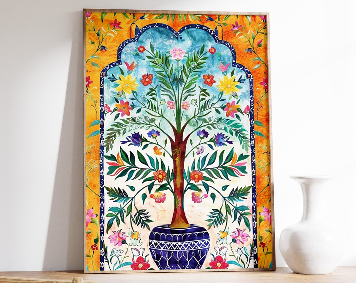 Islamic Floral Art Poster, Traditional Islamic Decor