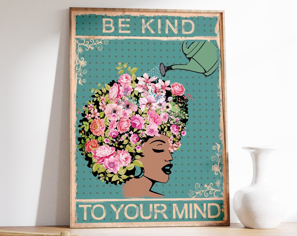 Be Kind To Your Mind Vintage Minimalist Art Print