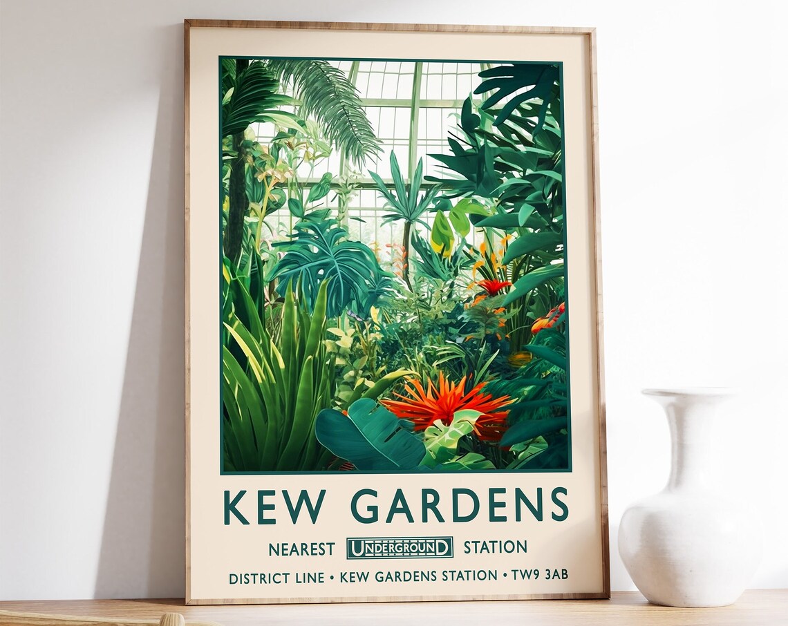 Kew Gardens London Tropical Greenhouse Botanical Garden Poster
