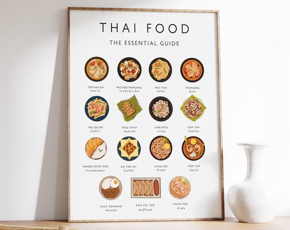 Thailand Food Art Print, Retro Kitchen Poster
