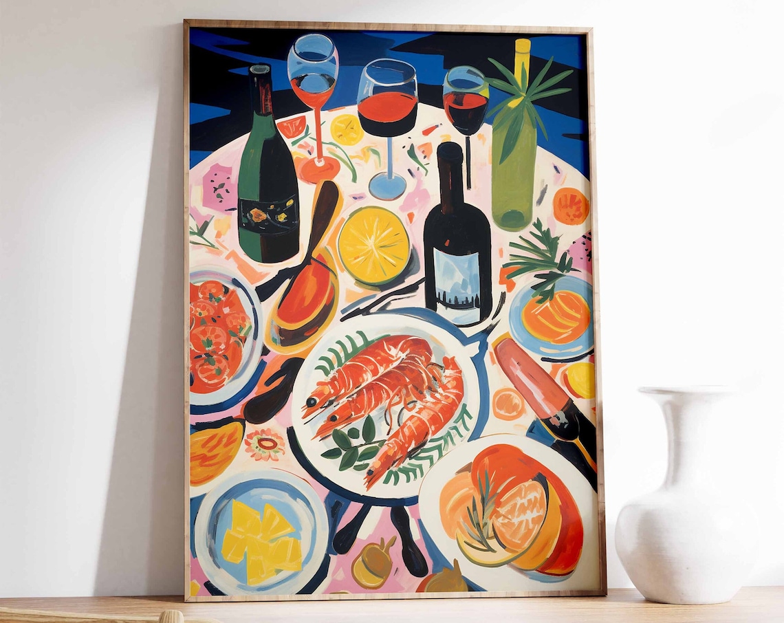 Vintage Lobster Food Art Print, Kitchen Decor