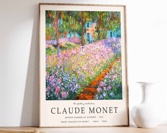 Claude Monet Poster Artists Garden At Giverny Monet Print Expressionist Art Vintage French Home Decor Floral Wall Art Floral Decor