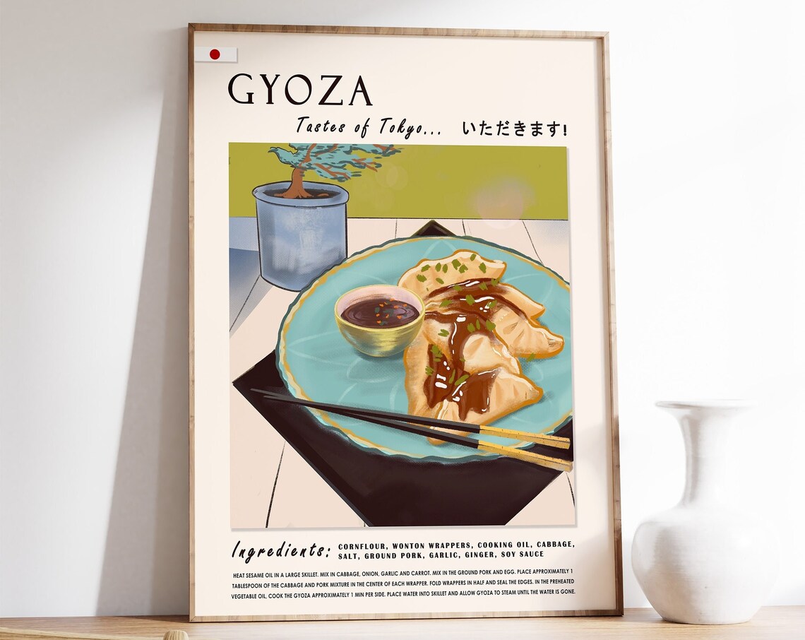 Japanese Gyoza Dumplings Tastes Of Tokyo Recipe Kitchen Wall Art