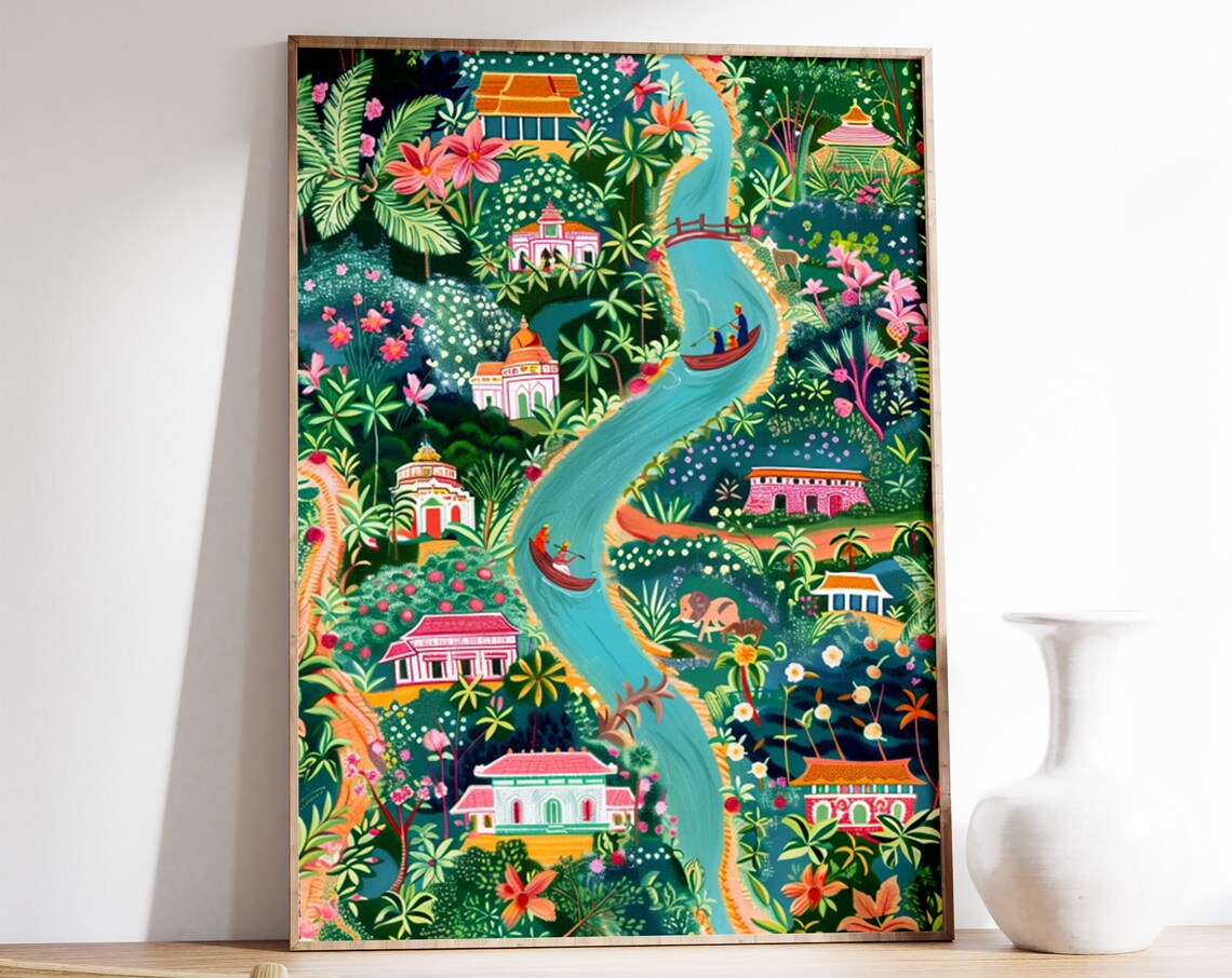 Indian Pichwai Floral Poster, Traditional Decor Art Print