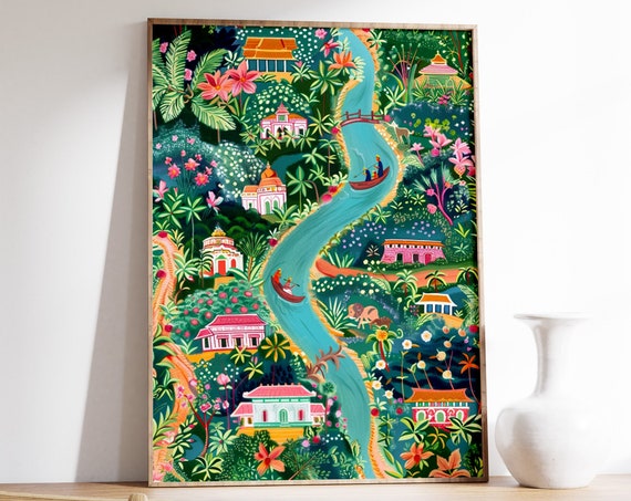 Indian Pichwai Floral Poster, Traditional Decor Art Print