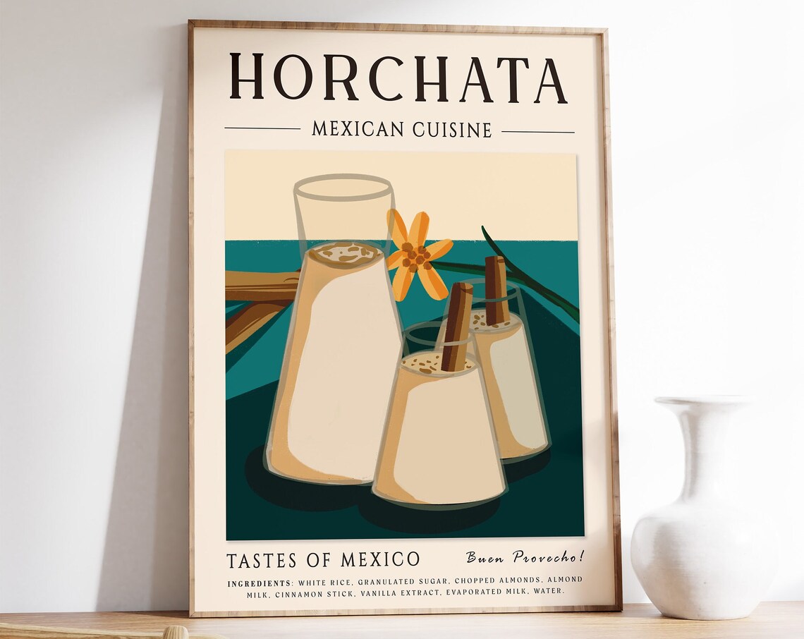 Horchata Food Poster, Kitchen Travel Poster