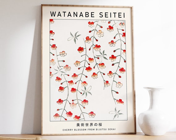 Japanese Poster Cherry Blossom By Wantabe Seitei Asian Oriental Wall Art Decor Japanese Art Housewarming Birthday Gift A1a2a3a4