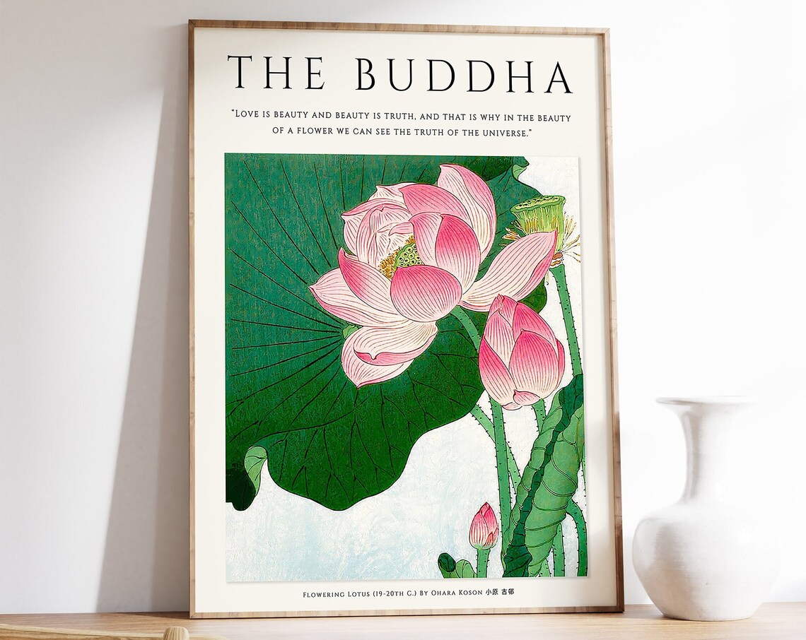 Buddhist Japanese Spiritual Floral Art Print