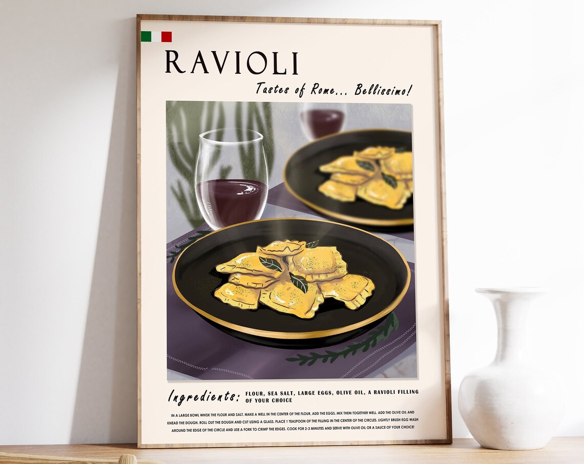 Ravioli Tastes Of Rome Italian Food Kitchen Classic Recipe Poster