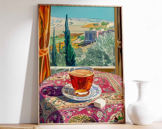 Arabic Tea Print Syrian Food And Drink Poster Afghan Art Islamic Decor Kitchen Decor Vintage Food Print Islamic Gift Food Poster