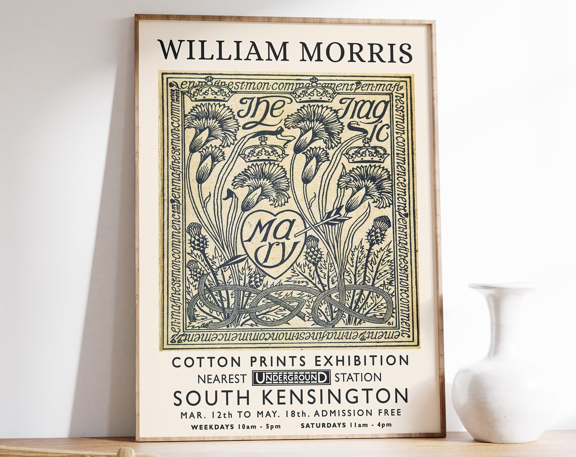 William Morris Cotton Prints Exhibition South Kensington Poster