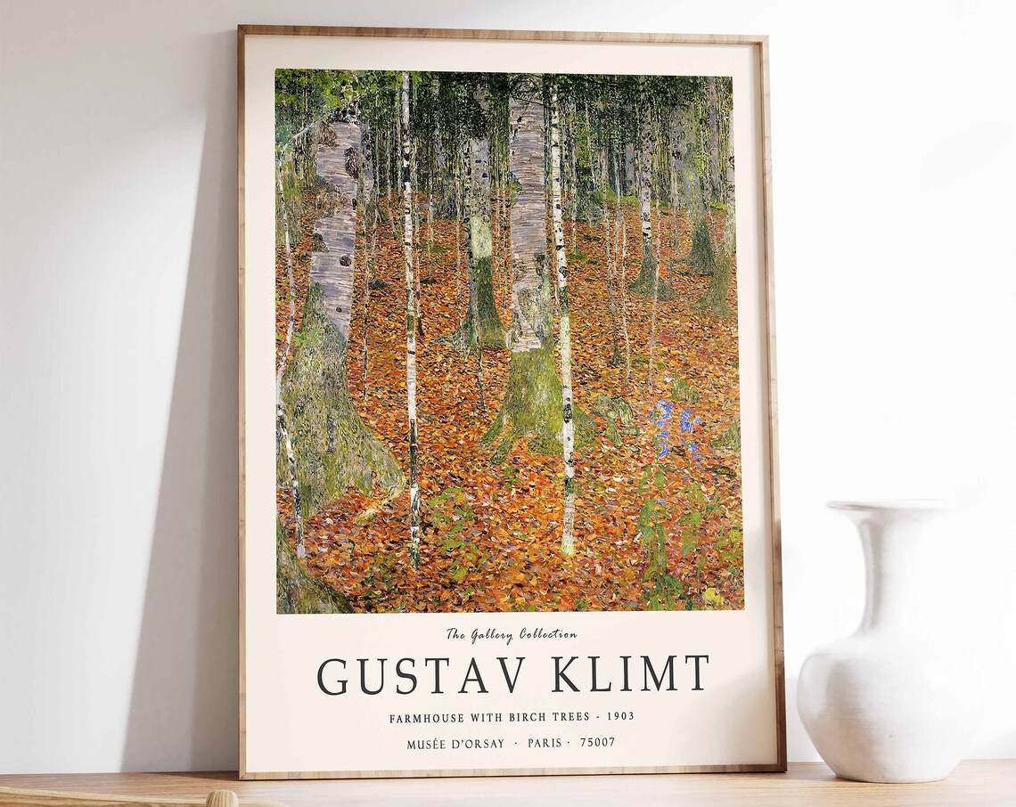 Gustav Klimt Birch Trees Art Print, Art Nouveau