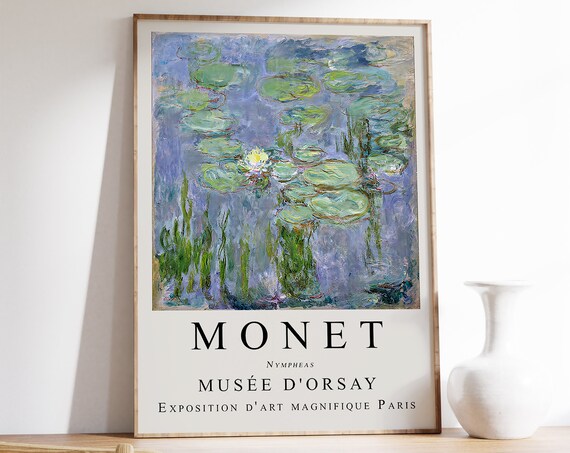 Monet Exhibition Poster Water Lilies Gallery Quality Art Floral Garden Scenery Nature Wall Art Decor Monet Floral Garden Art Gift