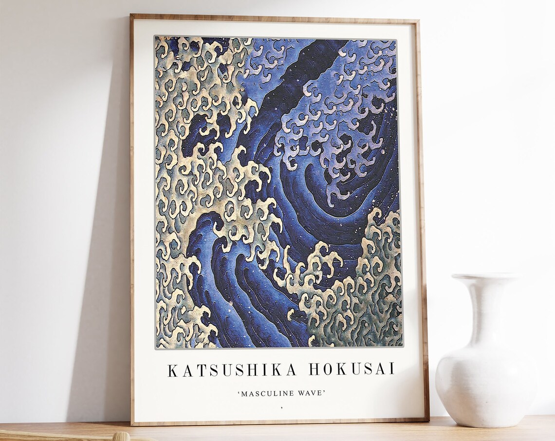 Katsushika Hokusai Masculine Wave Vintage Japanese Wave Art Poster